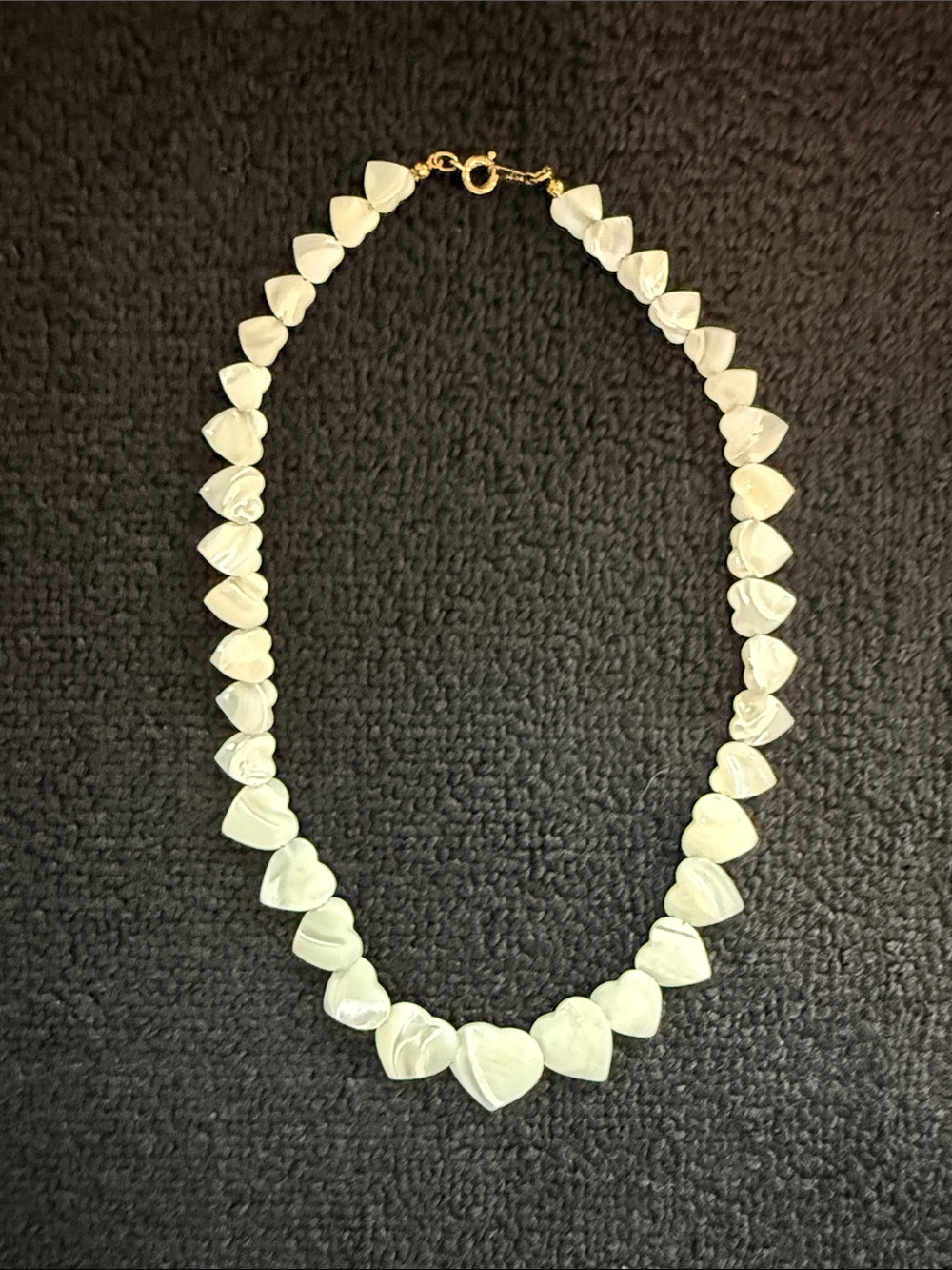 Vintage Avon Mother of Pearl Necklace Heart Signed 16”